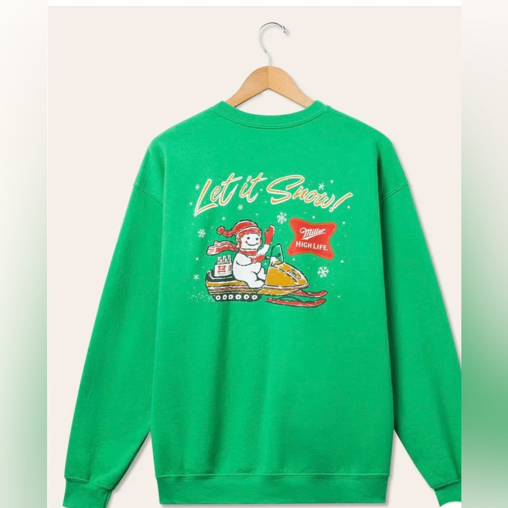 JUNK FOOD MILLER HIGH LIFE LET IT SNOW SWEATSHIRT  *NEW* SIZE XL
